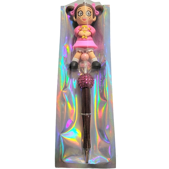 La Popis El Chavo Del 8 Custom Beaded Ballpoint Twist Pen Topper Pink - Picture 4 of 6